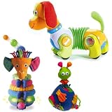 Tiny Love Follow Me Fred with Musical Stack & Play and Activity Ball Developmental Toy Bundle