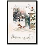 Framed Art Poster 20x30, Christmas Robins by 