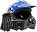 Typhoon Youth Kids Offroad Gear Combo Helmet Gloves Goggles DOT Motocross ATV Dirt Bike MX Motorcycle Blue Black, Medium