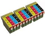 12 COMPATIBLE INK CARTRIDGES (3 Sets TO715) FOR EPSON STYLUS S20, SX100, SX105, SX110, SX115, SX200, SX205, SX210, SX215, SX218, SX400, SX405, SX410, SX415, SX515W, SX600FW, SX610FW, BX300F, S21, SX110, SX115, SX215, SX410, SX415, SX515W, SX209, SX405 Wi