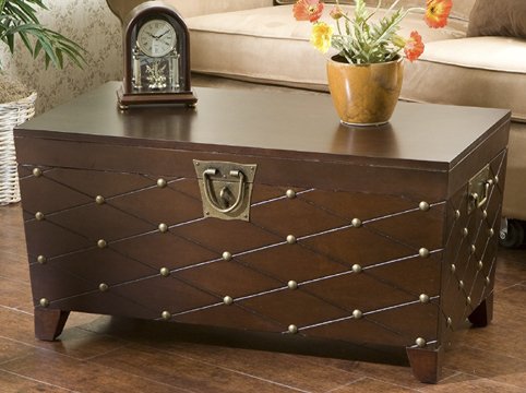 SEI, Espresso Nailhead Cocktail Table Trunk