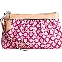 AUTHENTIC COACH LEAH COATED CANVAS MEDIUM WRISTLET 42357 (Pink/Vachetta)