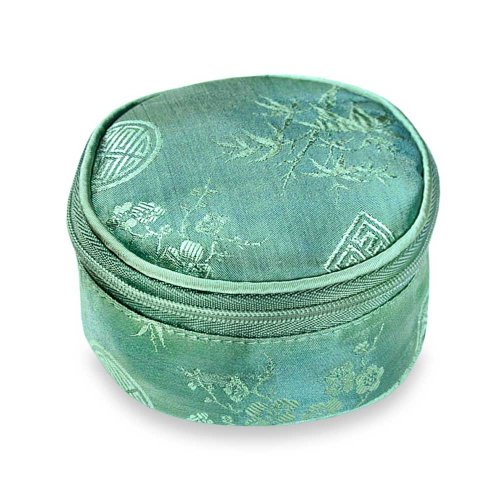 Travel Jewelry Case - Silk Jacquard (Mint)
