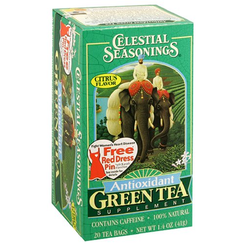 Celestial Seasonings Green Tea, Antioxidant, Tea Bags, 20-Count Boxes (Pack of 6) by Celestial Seasonings