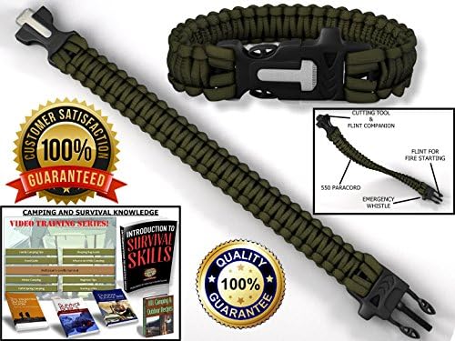 Ready Wrist: 550 Paracord Emergency Bracelet Is a Parachute Cord Survival Bracelet with an Emergency Whistle, Knife Like Cutting Tool, and Flint 100% Lifetime Guarantee (Green)