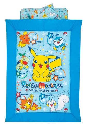 西川産業 ポケットモンスター ジュニア用合繊5点組ふとん(ピローケース付き) ブルー WRB3801150-B PK8510