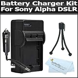 Battery Charger Kit For Sony A55, A33, DSLR SLT A55, SLT A33 SLT-a35 Includes Ac/Dc 110/220 Travel Charger For Sony NP-FW50 + Mini Flexible Tripod + BP MicroFiber Cleaning