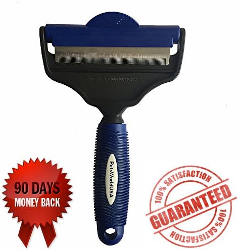 Pet Groomer 2in1 Dematting Deshedding Untangling Tool Removes Cat Fur Dog Fur (Clean House, Less Work) Great for Dogs Cats Horses Carpets. Durable Convenient Dog Groomer/Cat Groomer 90 Day Guarantee!