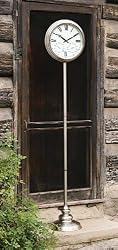 Outdoor Safe Floor Clock, Thermometer and Humidity Gauge in Silver Finish