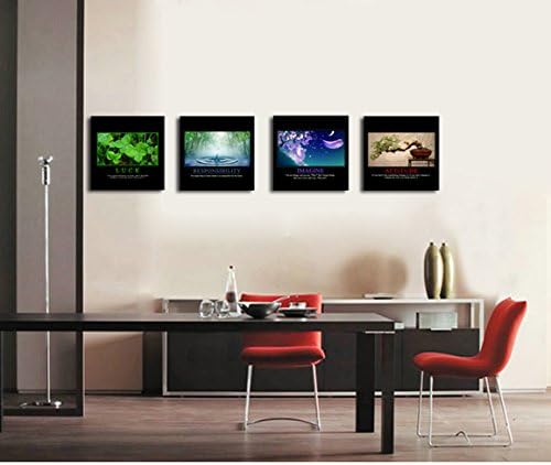 Wall Up Canvas Printing Art Stretched and Wood Framed Motivational Self Positive Office Quotes Combine Modern Inspirational Art for Wall Decor and Home Decoration, 12x12inchx4pcs, CP-205-208