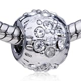 Pandora Style Bead Round-Shaped Alluring Flower European Charm Bead Fits Pandora Bracelet