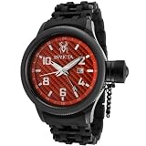 Invicta Men's 0563 Russian Diver Collection GMT Carbon Fiber Dial Black Ion-Plated Watch