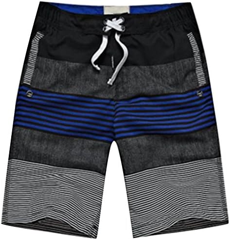 Hestyleart Men's Pocket Stripe Tie Closure And Nylon Adhesive Shorts XXL Blue