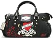 Authentic Ed Hardy Large Diddy Canvas & Leather Handbag - Black