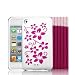 BPM Pink Flowers White Silicone Case Cover Skin, Screen Protector, & Pink Ipod Touch Sock for the Apple iPod Touch 4G 4th Generation - 8GB 32GB 64GB