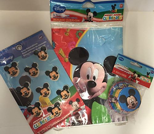 Wilton Mickey Mouse Party Combo - Includes 50 Mickey Mouse Cupcake Holders, 9 Mickey Mouse Icing Decs, and 8 Mickey Mouse Party Bags