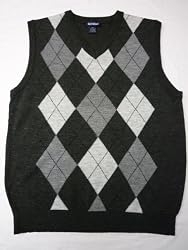 Argyle Sweater Vest - Charcoal Gray : Medium