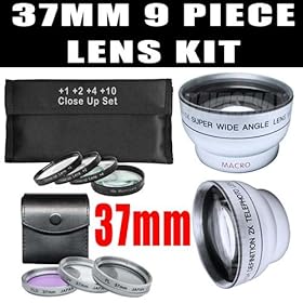 37mm DM Optics Macro Close Up Lens Kit 4 Piece (+1 +2 +4 +10) + 3 Piece Filter Kit (UV, CPL, FD) + Telephoto Lens + Wide Angle Lens For The Samsung HMXH100 HMXH104 HMXH105 HMXH106 HD SSD Flash Memory Camcorders