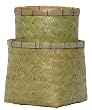 Natural Hand Woven Split Bamboo Nested Baskets Set of Two - Large=11"D - 8"H