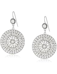 Jessica Simpson Silver and Crystal Disc Drop Earrings