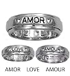 Sterling Silver Spinner Ring - Love/Amor/Amour - Band Width: 7mm - Finish: Rhodium Plate - Size: 6-13