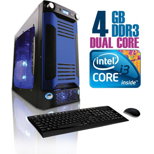 CybertronPC X-Sniper SIAN11202BUBUL, Black/Blue, Intel Core i3 Dual Core 2.93GHz, 4GB DDR3, 640GB Hard Drive, DVDRW w/LightScribe, ATI Radeon HD5570 1GB , All-In-One Media Reader, 400W Watt Power Supply, No O/S, 1 Year Parts & Labor Warranty