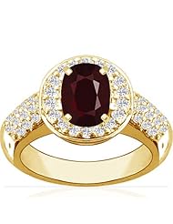 18K Yellow Gold Cushion Cut Ruby Ring With Sidestones
