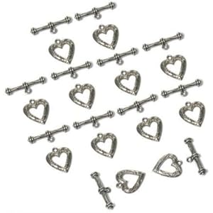 12 Bali Toggle Clasps Hearts Beading Jewelry Bracelet