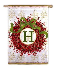 Monogram Holiday Wreath Regular Size Flag H