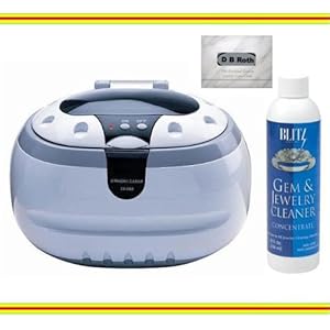 Sonic Power Professional Ultrasonic Cleaning Machine with Gem Cleaner and Flannel All-in-one Jewelry Cloth