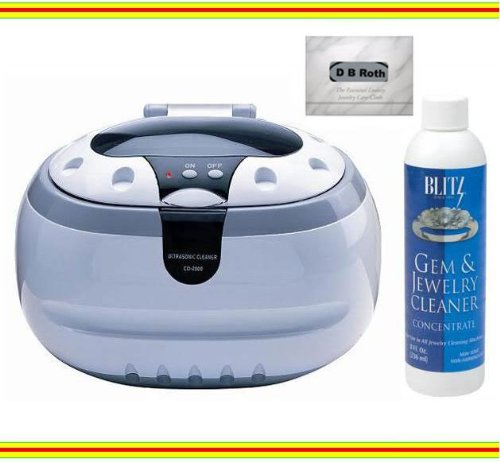 Sonic Power Professional Ultrasonic Cleaning Machine with Gem Cleaner and Flannel All-in-one Jewelry Cloth