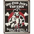 One Eyed Jack's Tavern Distressed Retro Vintage Tin Sign