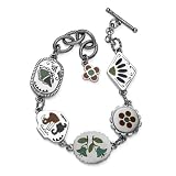 Picturesque Natural Mosaic Inlay Silver Link Bracelet