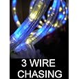 25Ft Rope Lights; 3wires neon blue and warm white chasing LED Rope Light Kit; Christmas Lighting; outdoor rope lighting