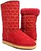 RED Gold Hearts Sheepskin Boots Vegan Fleece Women