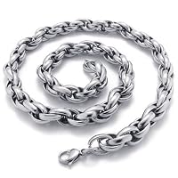 Konov Jewellery Polished Stainless Steel Mens Necklace Curb Link Chain, Colour Silver, Length 56cm 22 inch from Pin Zhen