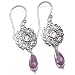 Sterling Silver Round Filigree Amethyst Drop Earrings