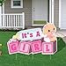 VictoryStore Yard Sign Outdoor Lawn Decorations, It's a Girl Baby Blocks, Baby Announcement Yard Sign - (Light Skin Tone Baby)