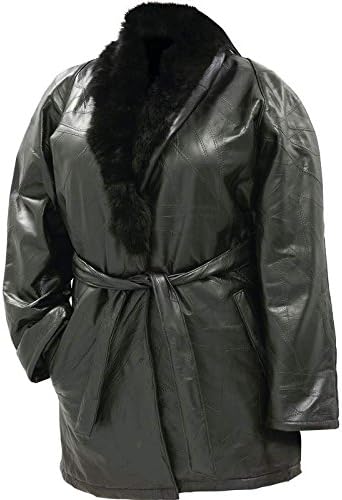Ariell GFLRABJM Design Genuine Lambskin Leather Ladies Coat with Genuine Rabbit Fur Collar - Medium