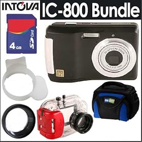 Intova IC-800 8MP 3X Digital Camera with Underwater Housing + 4GB accessory Kit