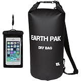 Earth Pak- Waterproof Dry Bag with Shoulder Strap - Roll Top Dry Compression Sack Keeps Gear Dry for Kayaking, Beach, Rafting, Boating, Hiking, Camping with Free Bonus Waterproof Phone Case