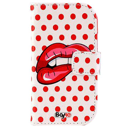 Bayke Brand / Samsung Galaxy Note 3 Note III N9000 PU Leather Wallet Type Flip Case Cover with Credit Card Holder Slots (I'm Sexy Polka Dots Print)