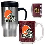 Cleveland Browns NFL Travel Mug & Gameball Ceramic Mug Set - Helmet logo
