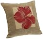 Brentwood Panama Jacquard Chenille 18-by-18-inch Knife Edge Decorative Pillow, Red Hibiscus