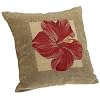 Brentwood Panama Jacquard Chenille 18-by-18-inch Knife Edge Decorative Pillow, Red Hibiscus