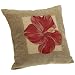 Brentwood Panama Jacquard Chenille 18-by-18-inch Knife Edge Decorative Pillow, Red Hibiscus