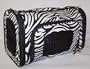 Designer Pet Carrier - Fully Enclosed Luggage Style Pet Carrier - Black and White Zebra Print - Large