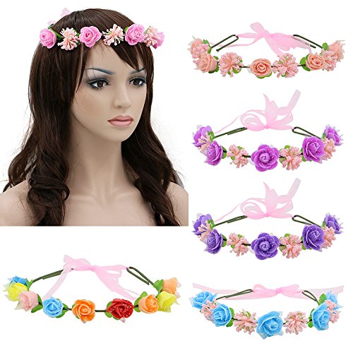 Women's Flower Crown Festival Wedding Hair Wreath Garland BOHO Floral Headband