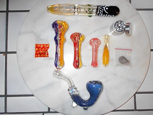 Hand Blown Glass 7" Incense Burner Set Of 9