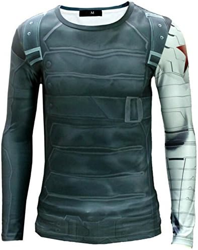 Zomarzz Men's Long Sleeve T-Shirt 3D Printing For Winter Soldier Cosplay Costume (Large)